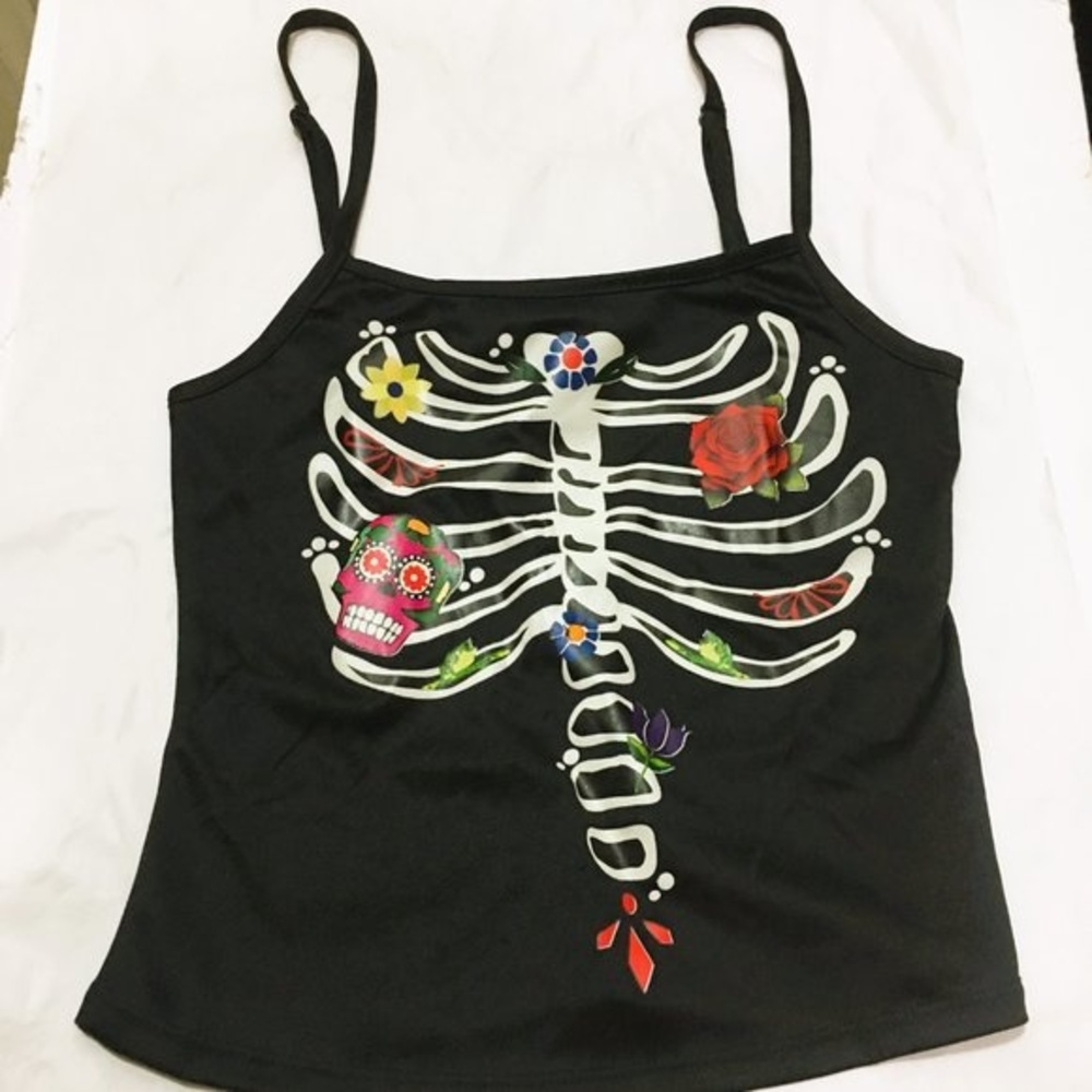 GLOW IN THE DARK Deadstock skeleton bones tank top size S/M